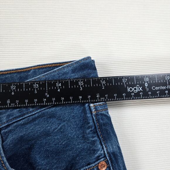 Levi's Premium Ribcage Straight Button Fly Raw Hem Denim Stretch Jeans Size 31 - Picture 6 of 9